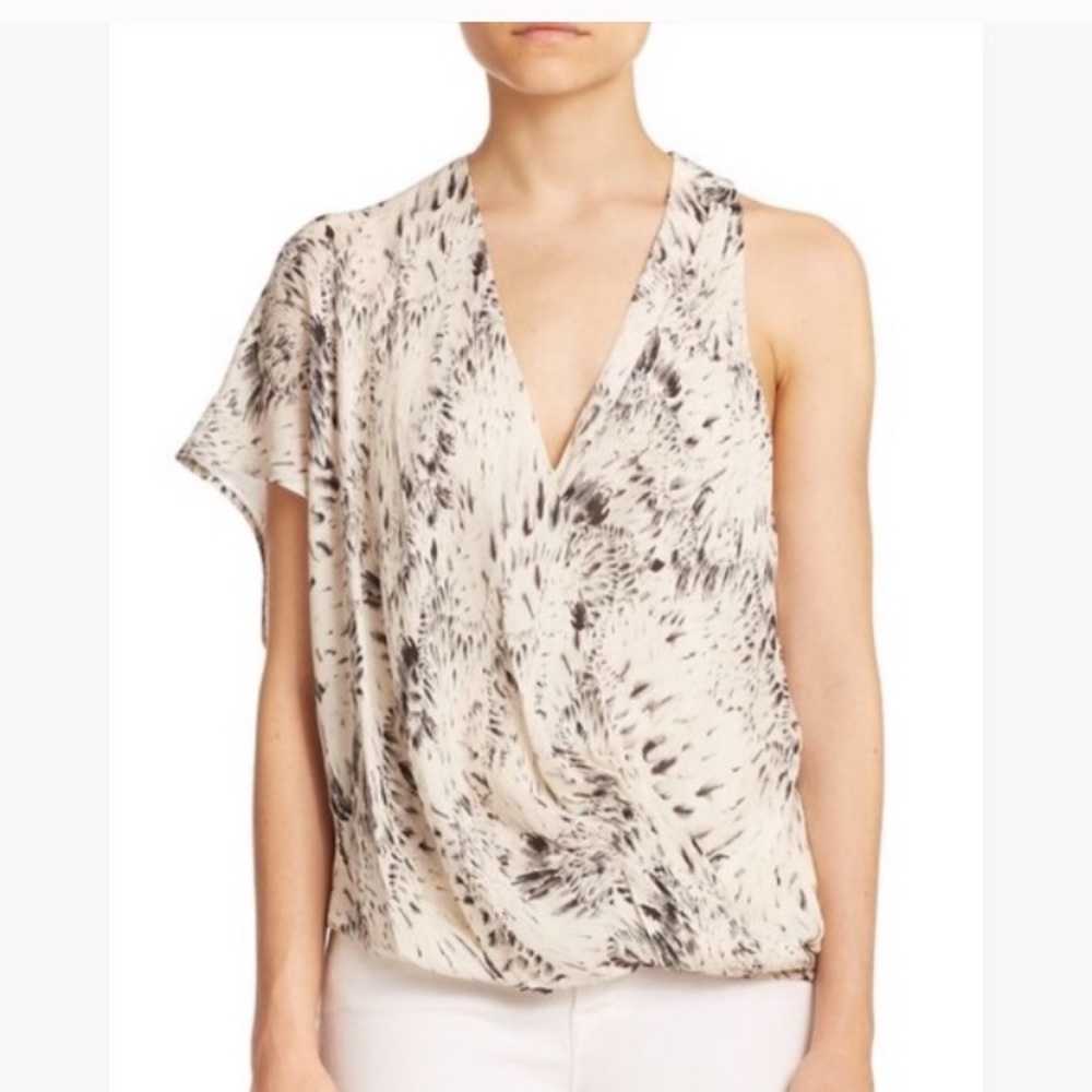 Haute Hippie floral feather bouquet crossover top - Picture 3 of 3